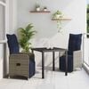 vidaXL Tisch- und Stuhlset mit Kissen 3 pcs Grau PE-Rattan