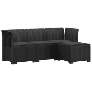 vidaXL 4-Sitzer Garten Sofa mit Kissen Rattan Look PP Anthrazit