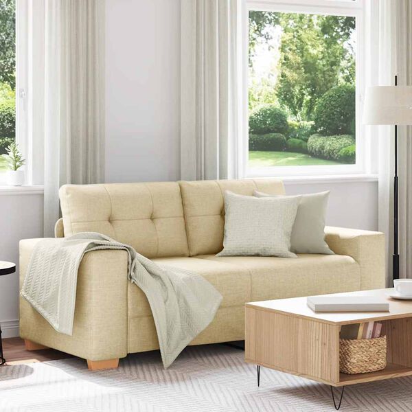 vidaXL Loveseat-Sofa Creme 180x77x82 cm Stoff
