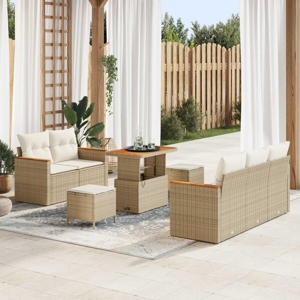 vidaXL Gartensofa-set 8 pcs Beige Poly-Rattan