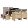 vidaXL 9-tlg. Garten-Essgruppe mit Kissen Beigemischung Poly Rattan