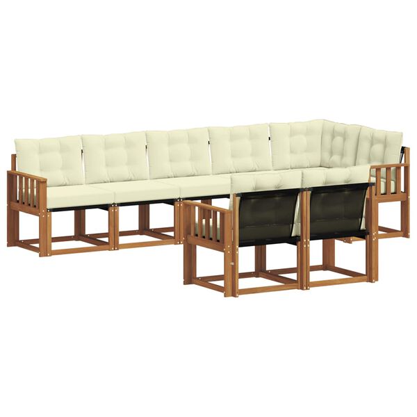 vidaXL Outdoor-Sofagarnitur mit Kissen 8 pcs Natur und Creme