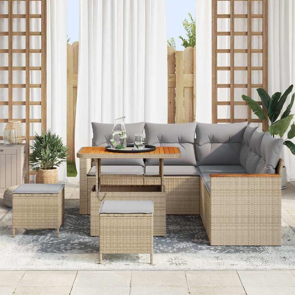 vidaXL Gartensofa-set 8 pcs Beige Poly-Rattan