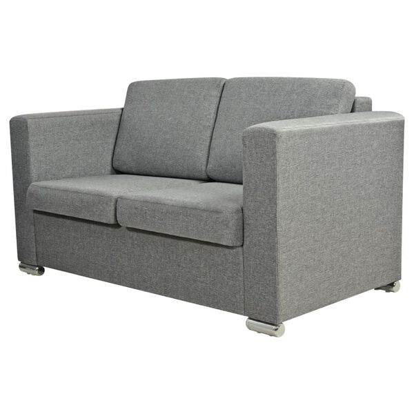 vidaXL Sofa 2-Sitzer Stoff Hellgrau