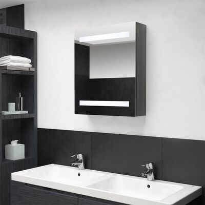 vidaXL LED-Bad-Spiegelschrank Glänzendes Grau 50x14x60 cm