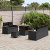 vidaXL Garten-Sofa-Set mit Kissen mit Speicher Schwarz Poly Rattan