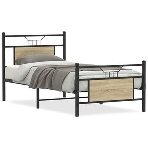 vidaXL Bettgestell ohne Matratze Sonoma-Eiche 75x190 cm Holzwerkstoff