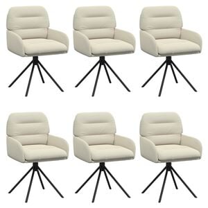 vidaXL Drehstuhl Esszimmer 6 pcs Kunstleder Creme 59 x 59,5 x 90 cm