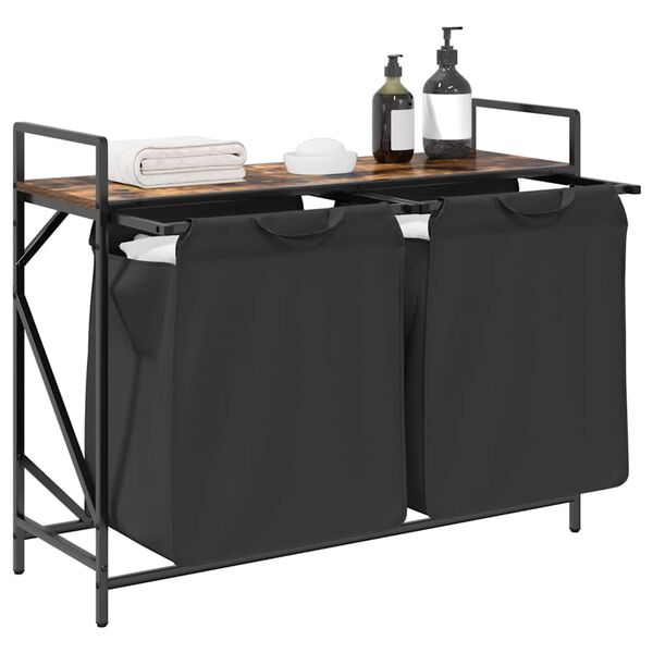 vidaXL W&auml;schekorb 2 F&auml;cher mit Ablage R&auml;uchereiche