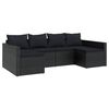 vidaXL 2-tlg. Garten-Lounge-Set mit Kissen Schwarz Poly Rattan