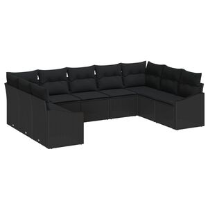 vidaXL Gartensofa-set mit Speicher 9 pcs Schwarz Poly-Rattan