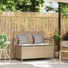 vidaXL Gartenbank mit Stauraum und Kissen Beige Poly Rattan