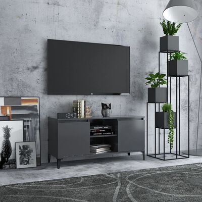 vidaXL TV-Schrank mit Metallbeinen Grau 103,5x35x50 cm