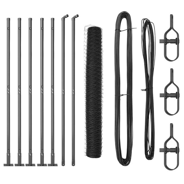 vidaXL Zaunpfosten Grau 10 x 1 m (36 mm Maschen) Stahl und PVC