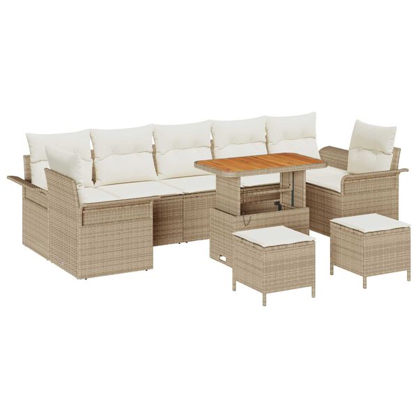 vidaXL Garten-Sofa-Set 10 pcs Beige Poly-Rattan