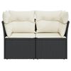 vidaXL Gartensofa mit Kissen 2-Sitzer Schwarz Poly Rattan