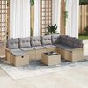 vidaXL Garten-Sofa-Set mit Kissen mit Speicher 9 pcs Beige Poly Rattan