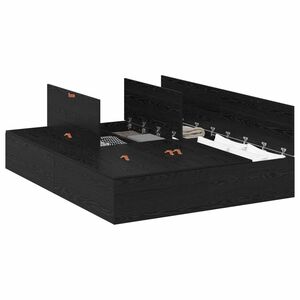 vidaXL Aufbewahrungsbettgestell Schwarz Eichen-Optik 135 x 190 cm