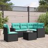 vidaXL 6-tlg. Garten-Sofagarnitur mit Kissen Schwarz Poly Rattan