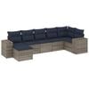 vidaXL 7-teiliges Gartensofa-Set mit Kissen, grau, Polyrattan