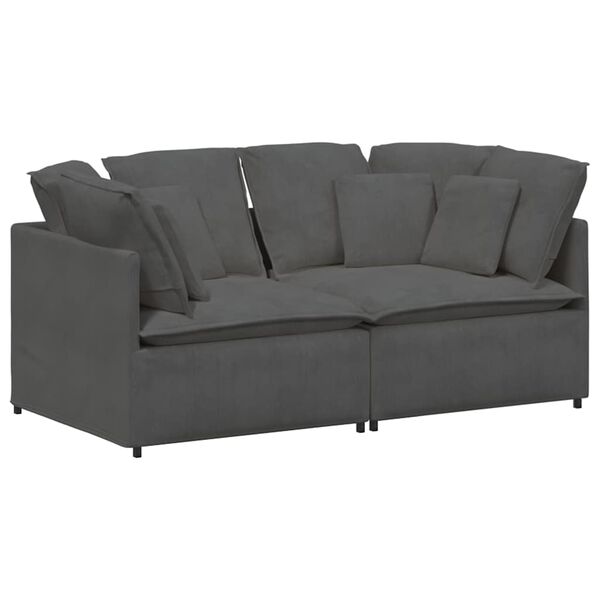 vidaXL Modulares Sofa mit Kissen Cordstoff Dunkelgrau