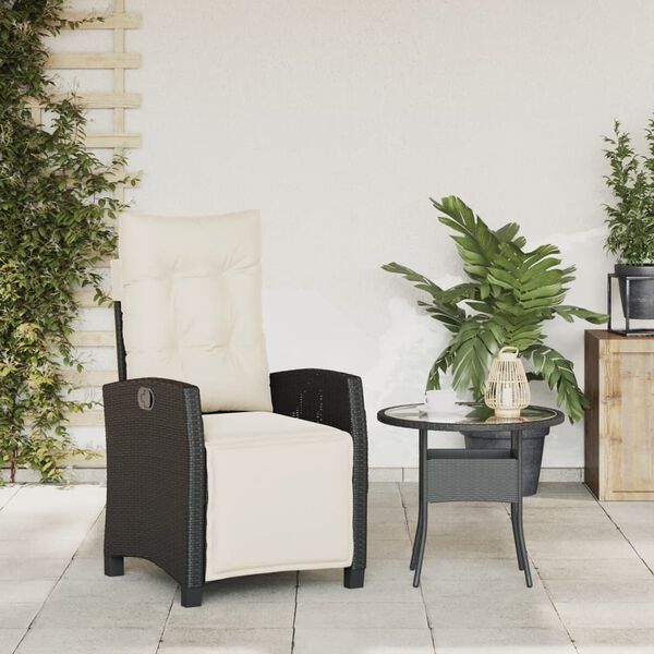 vidaXL Gartensessel mit Fußteil Verstellbar Schwarz Poly Rattan