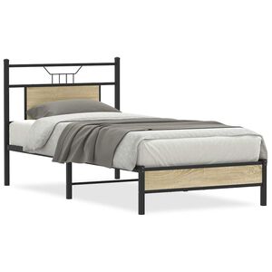 vidaXL Bettgestell ohne Matratze Sonoma-Eiche 75x190 cm Holzwerkstoff