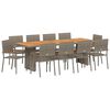 vidaXL Garten Essgruppe 11 pcs Grau Poly-Rattan