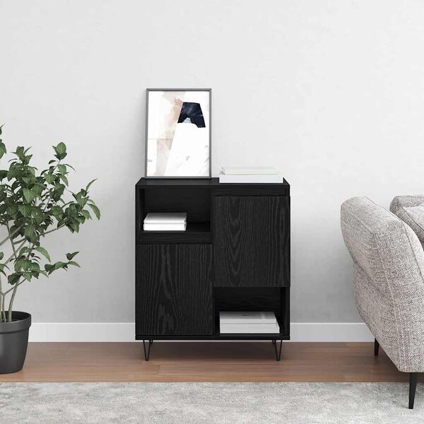 vidaXL Sideboard Schwarz Eichen-Optik 60 x 35 x 70 cm