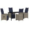 vidaXL Tisch- und Stuhlset mit Kissen 5 pcs Grau PE-Rattan