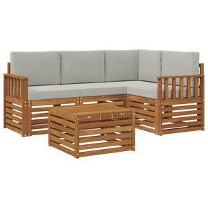 vidaXL Outdoor-Sofagarnitur mit Kissen 5 pcs Nat&uuml;rlich und Hellgrau