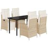 vidaXL 5-tlg. Garten-Essgruppe mit Kissen Beige Poly Rattan