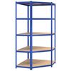 vidaXL Eckregal mit 5 B&ouml;den Blau Stahl & Holzwerkstoff