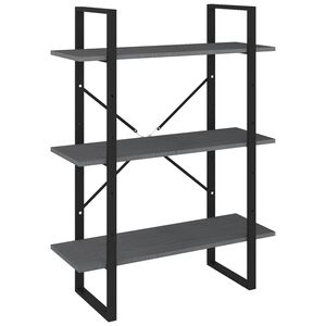 vidaXL B&uuml;cherregal 3 B&ouml;den Grau 80x30x105 cm Massivholz Kiefer