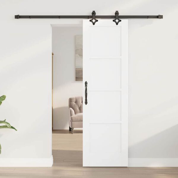 vidaXL Schiebet&uuml;r Wei&szlig; und Schwarz 61 x 198,5 cm Massives Kiefernholz