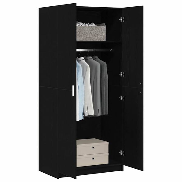 vidaXL Kleiderschrank mit T&uuml;r Schwarz Eichen-Optik 80 x 50,5 x 180 cm