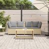 vidaXL Gartensofa mit Kissen Beige Poly Rattan