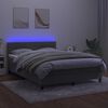 vidaXL Boxspringbett mit Matratze & LED Hellgrau 140x200 cm Samt