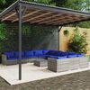 vidaXL 12-tlg. Garten-Lounge-Set mit Kissen Poly Rattan Grau