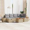 vidaXL Garten-Sofa-Set mit Kissen mit Speicher 7 pcs Beige Poly-Rattan