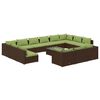 vidaXL 14-tlg. Garten-Lounge-Set mit Kissen Braun Poly Rattan