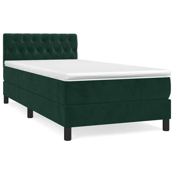 vidaXL Boxspringbett mit Matratze Dunkelgr&uuml;n 100x200 cm Samt