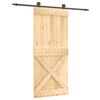 vidaXL Schiebet&uuml;r Nat&uuml;rlich und Schwarz 90 x 210 cm Massivkiefer