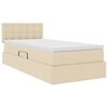 vidaXL Bett mit Stauraum und LED mit Matratze Creme 90 x 190 cm Stoff