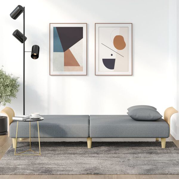 vidaXL Schlafsofa mit Armlehnen Hellgrau Stoff