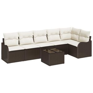 vidaXL Gartensofa-set mit Speicher 7 pcs Grau Poly-Rattan
