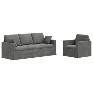 vidaXL Sofa Set 2 pcs Dunkelgrau 198 x 78 x 80 cm Samt