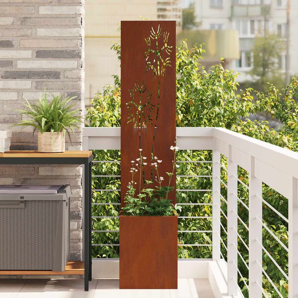 vidaXL Garten Sichtschutz-Leinwand Floral Rostig 32 x 32 x 150 cm