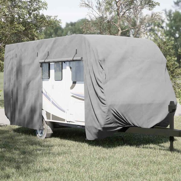vidaXL Schutzh&uuml;lle f&uuml;r Wohnwagen Grau 610x250x220 cm Vliesstoff