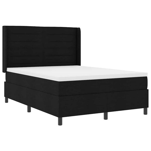 vidaXL Boxspringbett mit Matratze Schwarz 200 x 160 cm Stoff